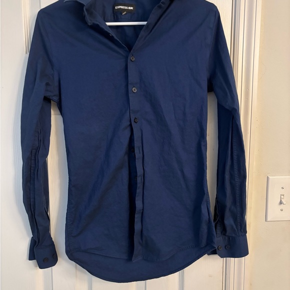 Express Men's Extra Slim Navy Button-Down Shirt - Picture 1 of 6